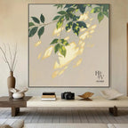 Shadow | Sun Dappled Green Leaf Branch (light background)