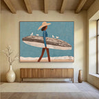 Figure | Woman with Surfboard and Seagulls