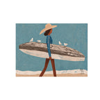Figure | Woman with Surfboard and Seagulls