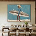 Figure | Man with Surfboard and Seagulls