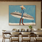 Figure | Man with Surfboard and Seagulls