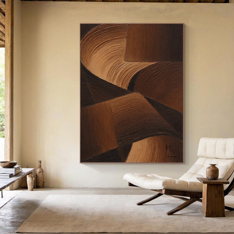Minimalist | Chocolate Brown Wave Heavy Impasto
