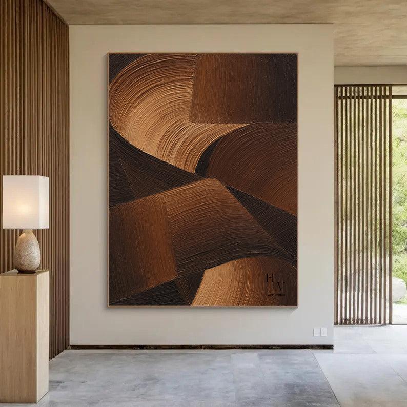 Minimalist | Chocolate Brown Wave Heavy Impasto