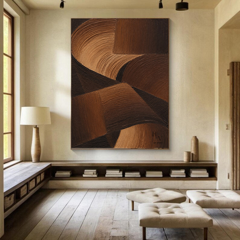 Minimalist | Chocolate Brown Wave Heavy Impasto