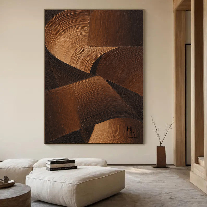 Minimalist | Chocolate Brown Wave Heavy Impasto