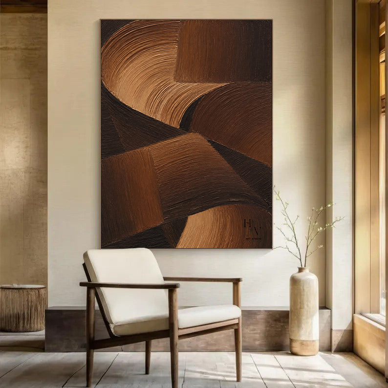 Minimalist | Chocolate Brown Wave Heavy Impasto