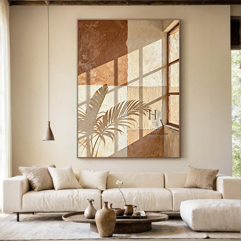 Shadow | Leave and Light on Rustic Wall