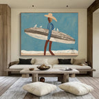 Figure | Man with Surfboard and Seagulls