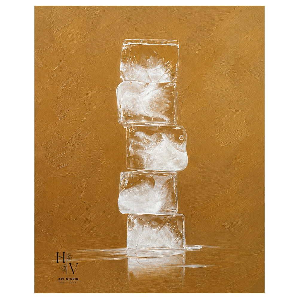 Minimalist | Vertical Stack of Five Ice Cubes