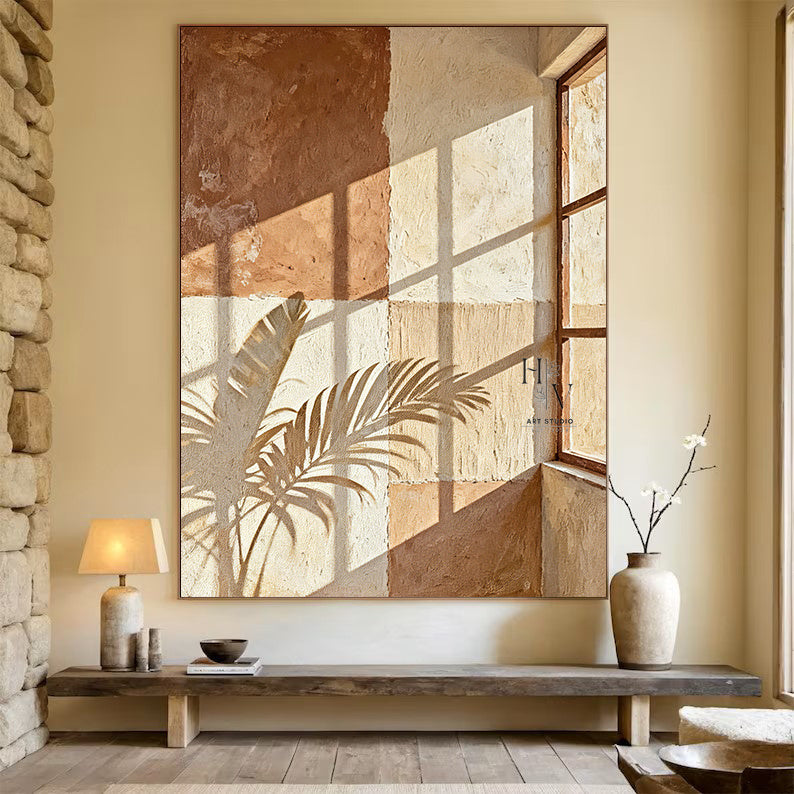 Shadow | Leave and Light on Rustic Wall