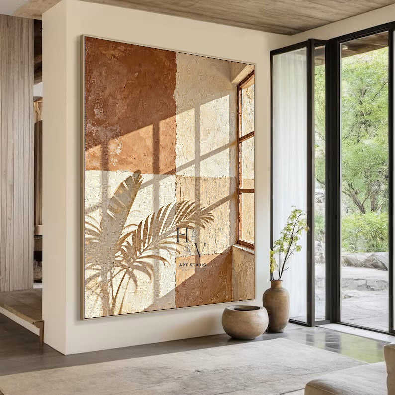 Shadow | Leave and Light on Rustic Wall