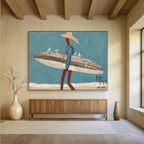 Figure | Man with Surfboard and Seagulls