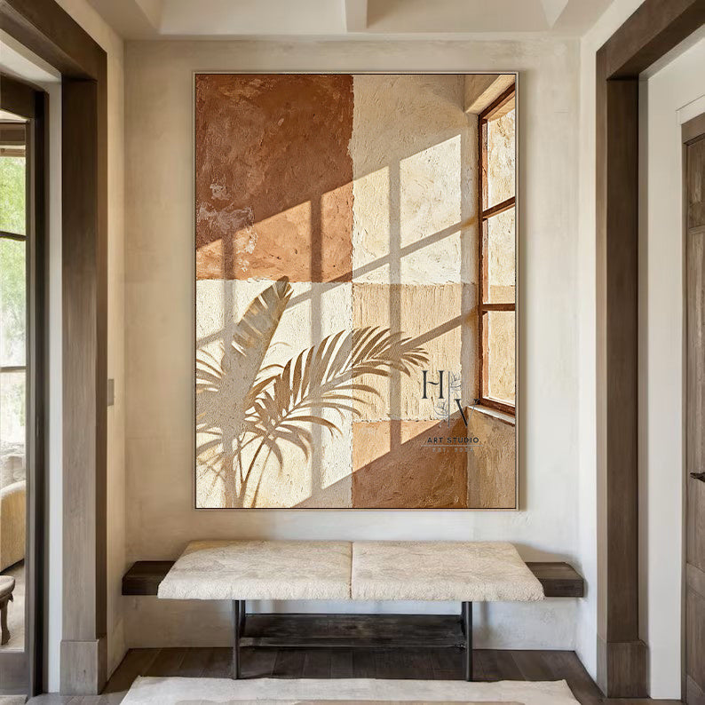 Shadow | Leave and Light on Rustic Wall
