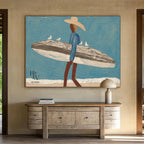 Figure | Man with Surfboard and Seagulls