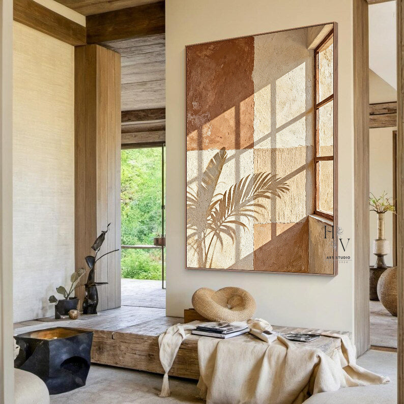 Shadow | Leave and Light on Rustic Wall