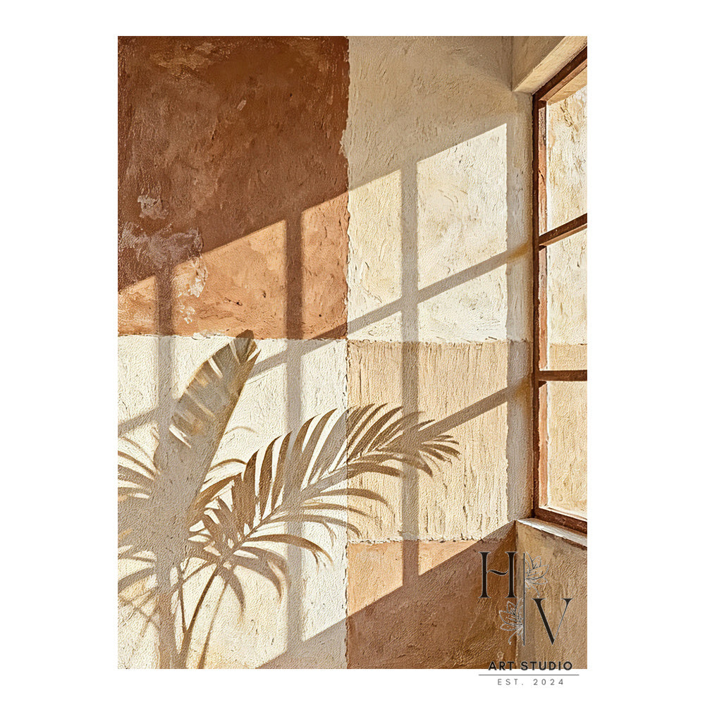 Shadow | Leave and Light on Rustic Wall